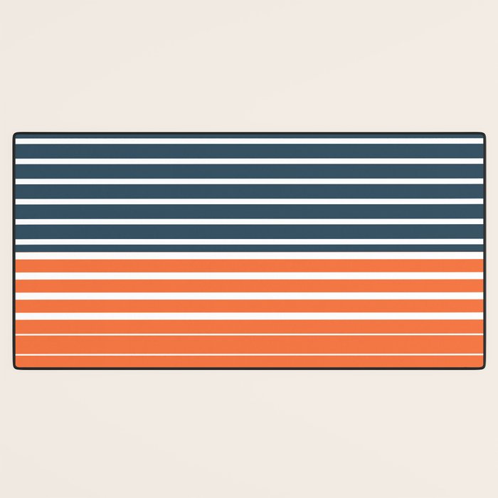 Navy Blue Orange Stripes Desk Mat Gallery Image 3