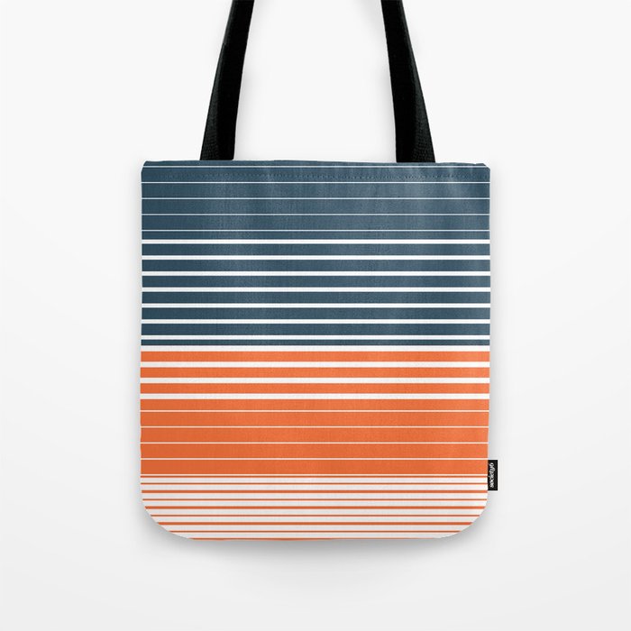 Navy Blue Orange Stripes Tote Bag Gallery Image 1