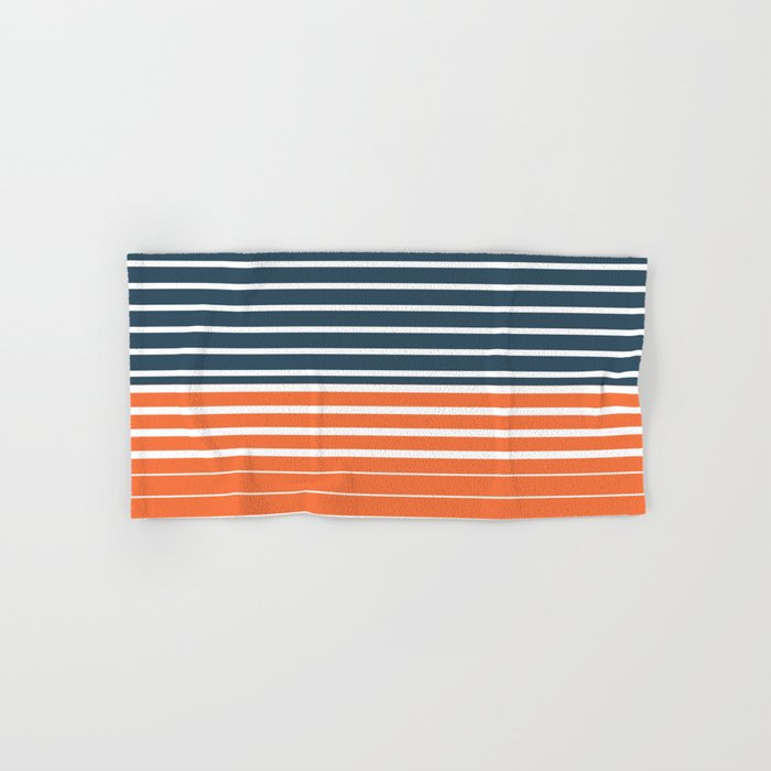 Navy Blue Orange Stripes Bath Towel Gallery Image 1