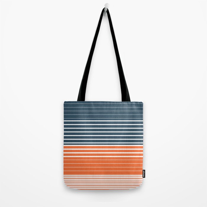 Navy Blue Orange Stripes Tote Bag Gallery Image 2
