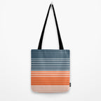 Navy Blue Orange Stripes Tote Bag Gallery Image 2