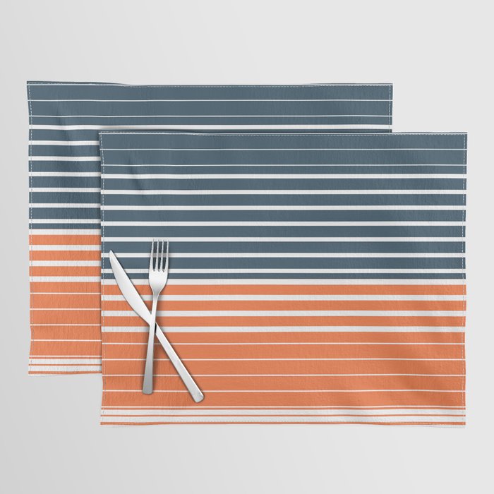 Navy Blue Orange Stripes Placemat Gallery Image 1