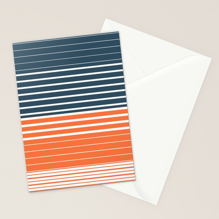 Navy Blue Orange Stripes Stationery Card Gallery Image 2
