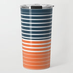Navy Blue Orange Stripes Travel Mug Gallery Image 1