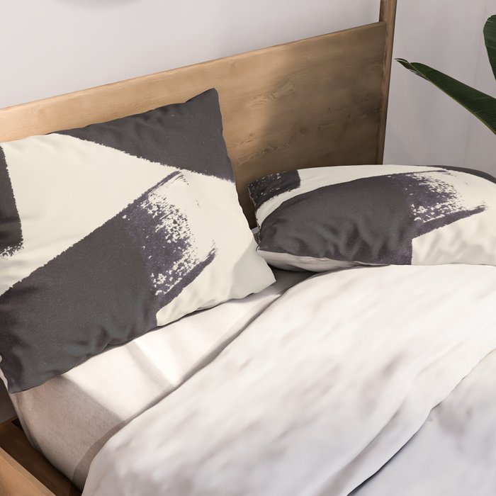 Abstract Paint Composition 1 - Black and White Pillow Sham Gallery Image 2