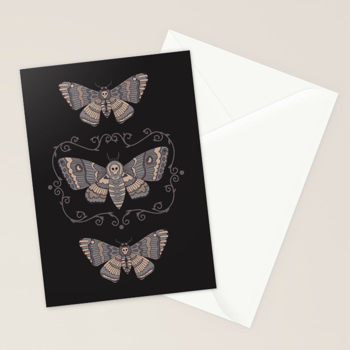Taxidermy Death Moth at Midnight Stationery Card Gallery Image 2