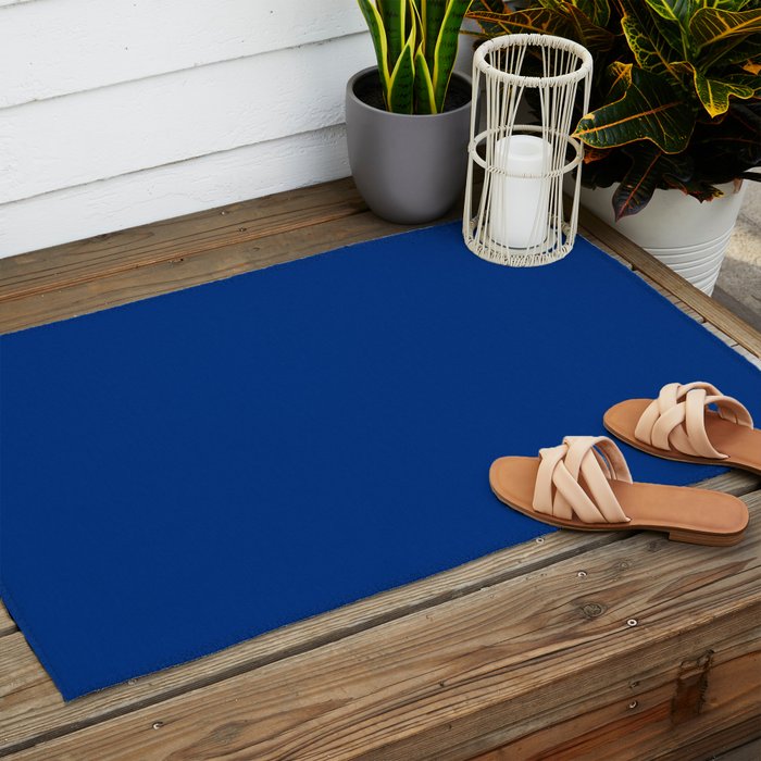 Navy Blue Solid Color Outdoor Rug Gallery Image 2