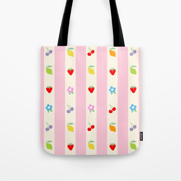 The cutest preppy fruity stripe pattern for Summer Tote Bag Gallery Image 1