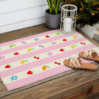 The cutest preppy fruity stripe pattern for Summer Outdoor Rug Gallery Image 2