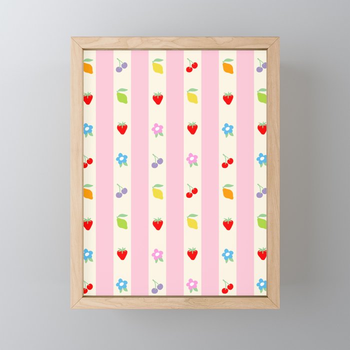 The cutest preppy fruity stripe pattern for Summer Mini Art Print Gallery Image 1