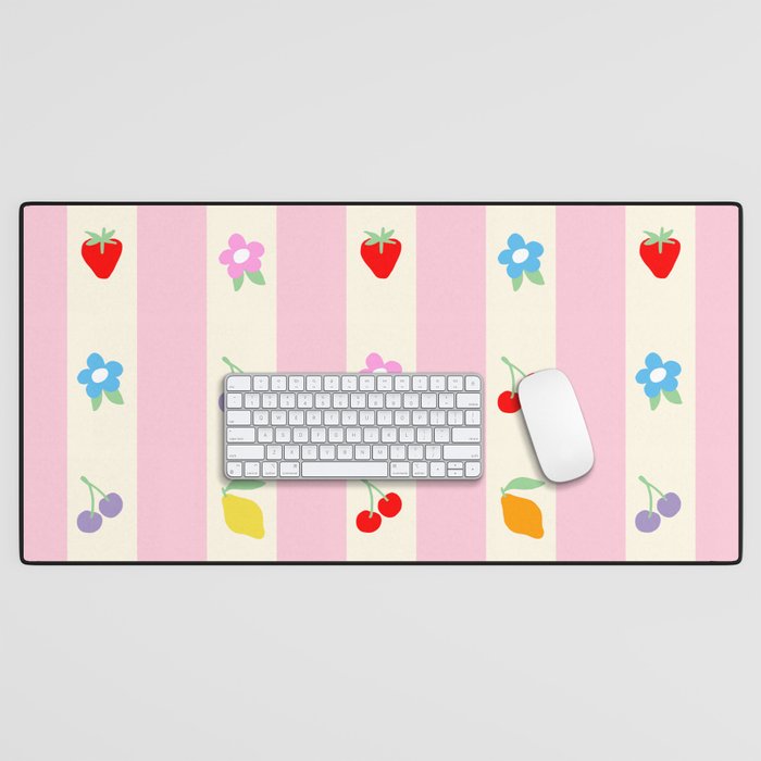 The cutest preppy fruity stripe pattern for Summer Desk Mat Gallery Image 1