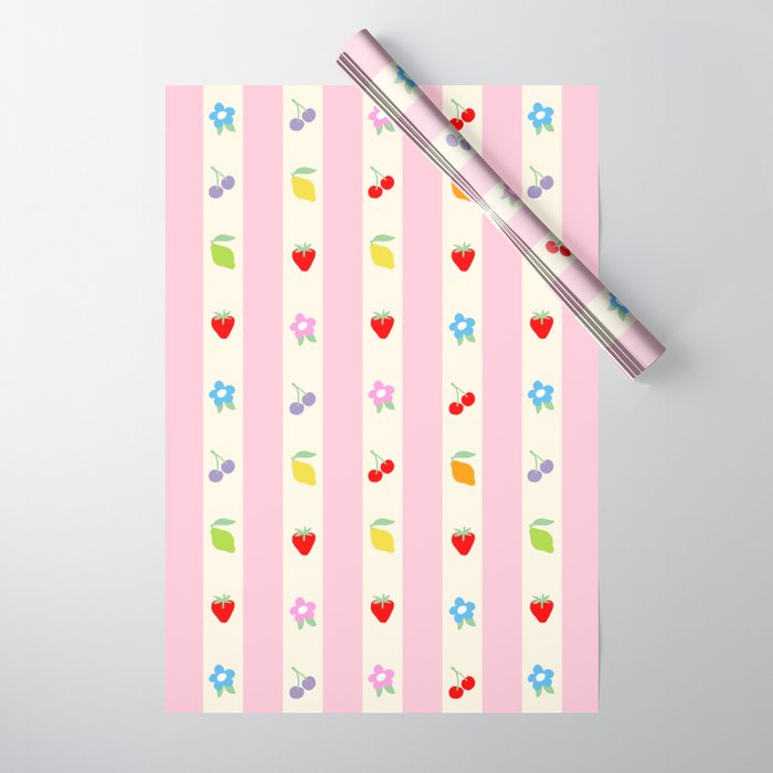 The cutest preppy fruity stripe pattern for Summer Wrapping Paper Gallery Image 1
