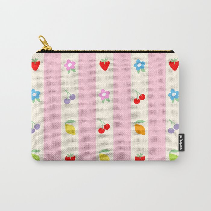 The cutest preppy fruity stripe pattern for Summer Carry All Pouch Gallery Image 1