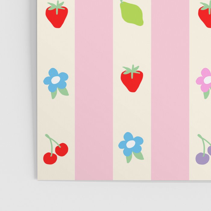 The cutest preppy fruity stripe pattern for Summer Poster Gallery Image 3