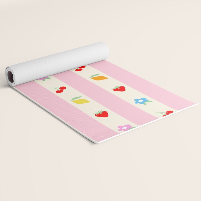 The cutest preppy fruity stripe pattern for Summer Yoga Mat Gallery Image 2