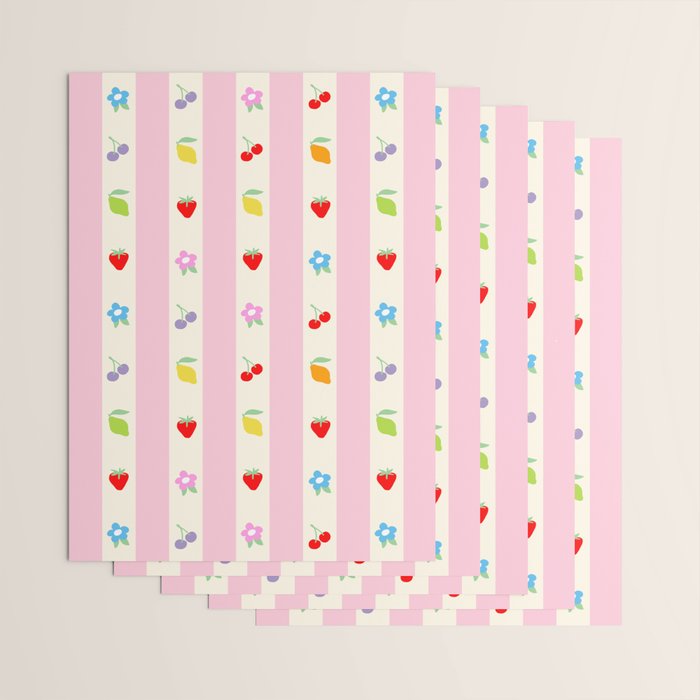 The cutest preppy fruity stripe pattern for Summer Wrapping Paper Gallery Image 3
