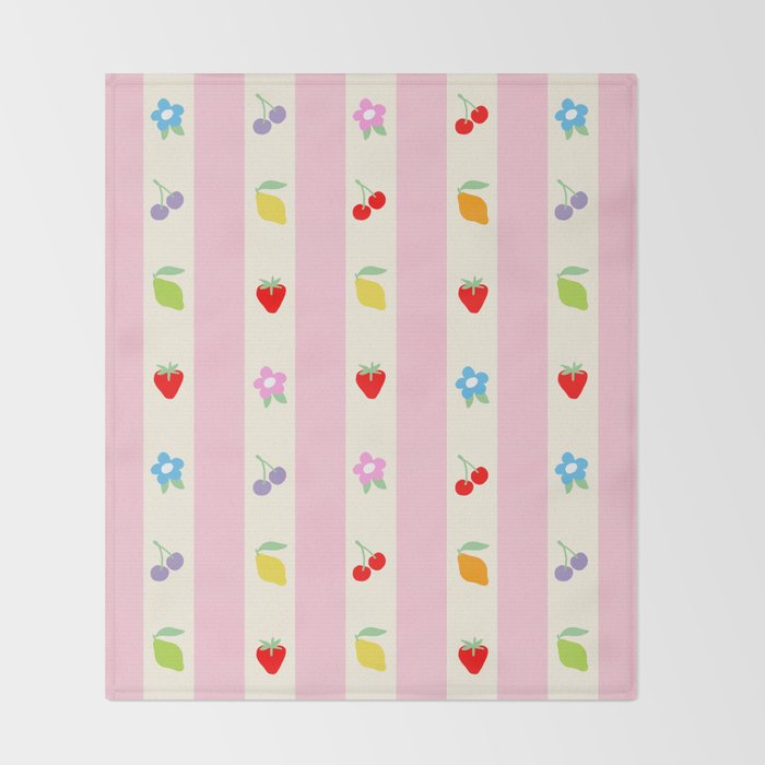 The cutest preppy fruity stripe pattern for Summer Throw Blanket Gallery Image 2