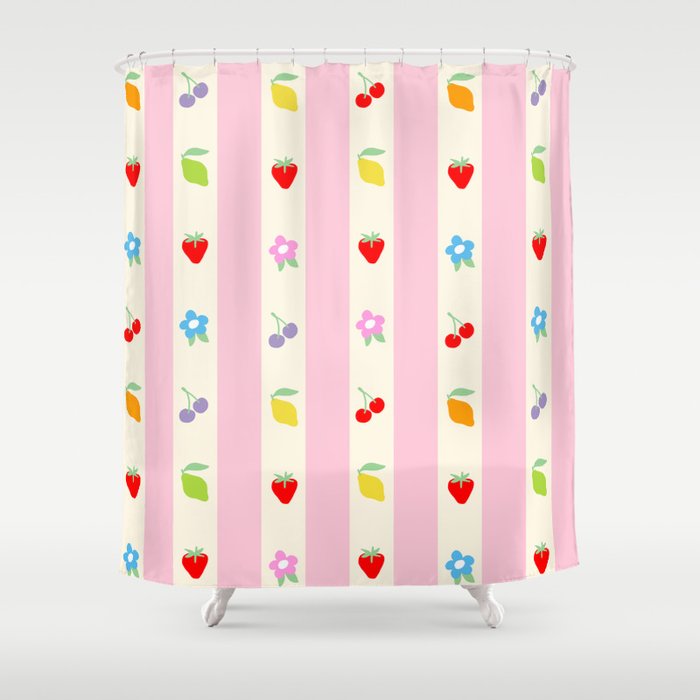 The cutest preppy fruity stripe pattern for Summer Shower Curtain Gallery Image 1