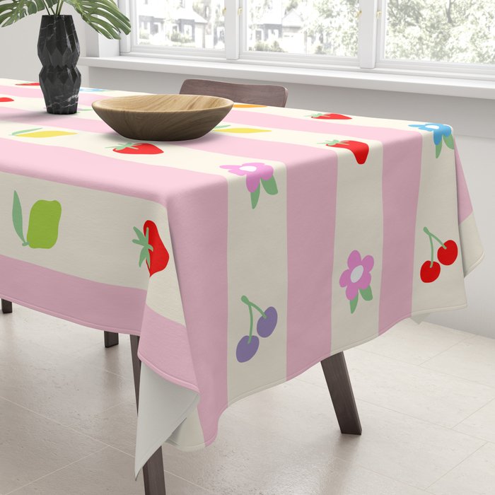 The cutest preppy fruity stripe pattern for Summer Tablecloth Gallery Image 3