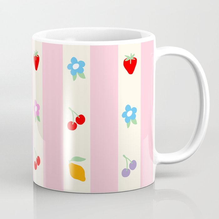 The cutest preppy fruity stripe pattern for Summer Coffee Mug Gallery Image 1