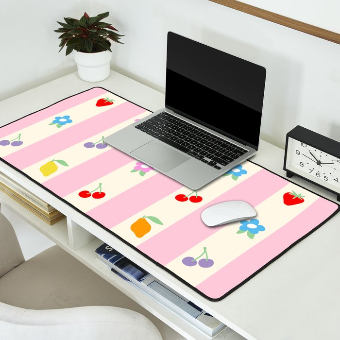 The cutest preppy fruity stripe pattern for Summer Desk Mat Gallery Image 2