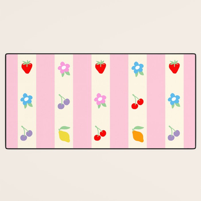The cutest preppy fruity stripe pattern for Summer Desk Mat Gallery Image 3