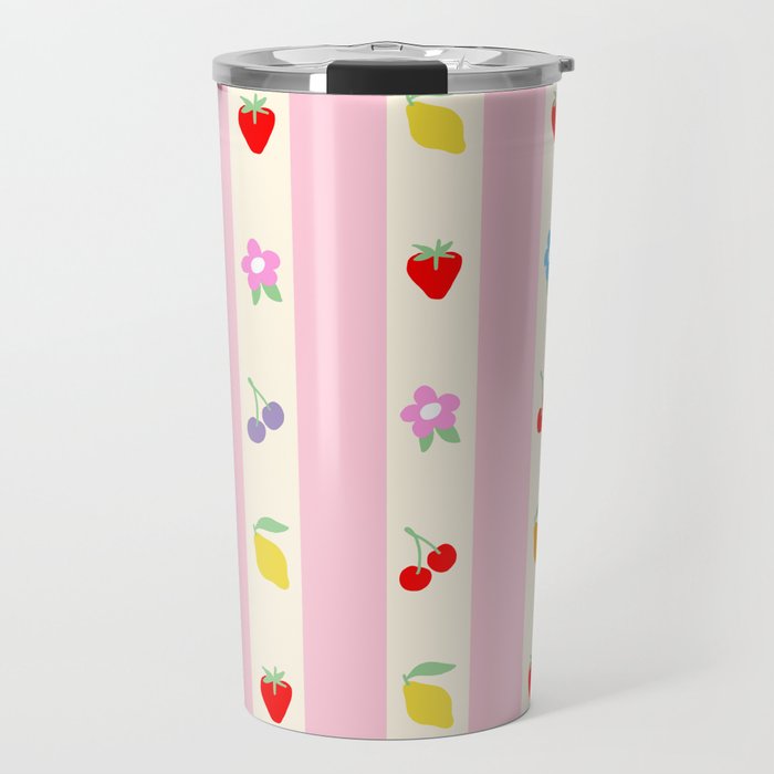 The cutest preppy fruity stripe pattern for Summer Travel Mug Gallery Image 1