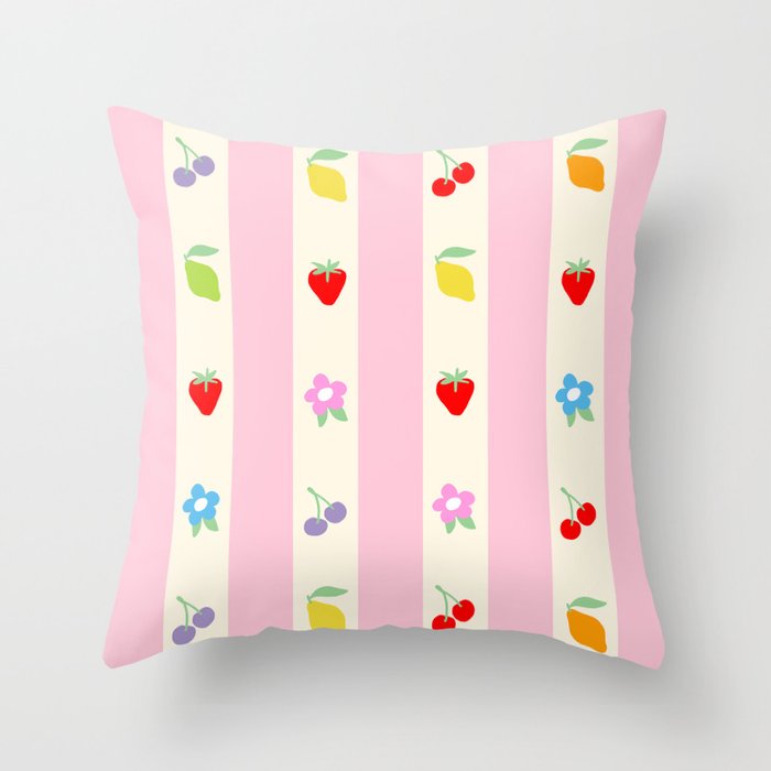 The cutest preppy fruity stripe pattern for Summer Throw Pillow Gallery Image 6