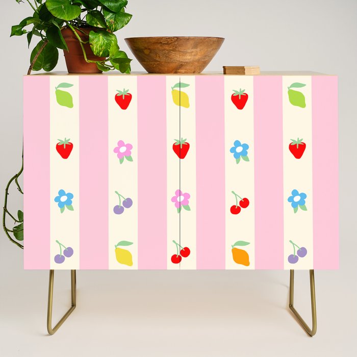 The cutest preppy fruity stripe pattern for Summer Credenza Gallery Image 1