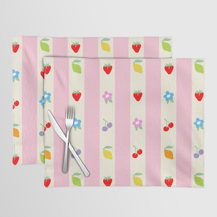 The cutest preppy fruity stripe pattern for Summer Placemat Gallery Image 1