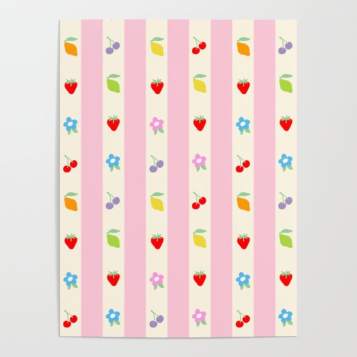 The cutest preppy fruity stripe pattern for Summer Poster Gallery Image 4