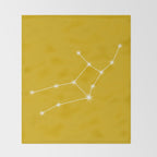 Virgo Zodiac Star Constellation Line Art Golden Yellow Throw Blanket Gallery Image 2