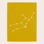 Virgo Zodiac Star Constellation Line Art Golden Yellow Poster Gallery Image 4