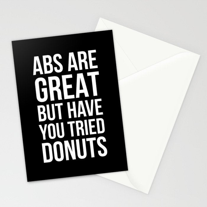 Abs Are Great But Have You Tried Donuts (Black) Stationery Card Gallery Image 2