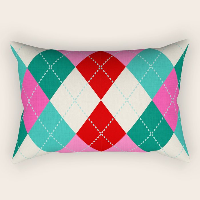 Retro Christmas Knitted Argyle Jumper 1. Rectangular Pillow Gallery Image 1