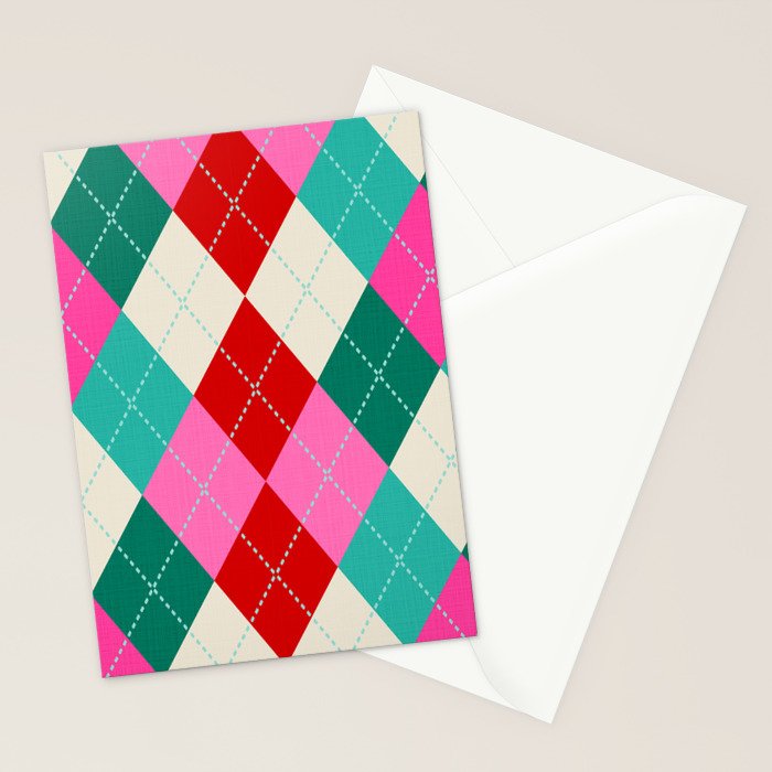 Retro Christmas Knitted Argyle Jumper 1. Stationery Card Gallery Image 2