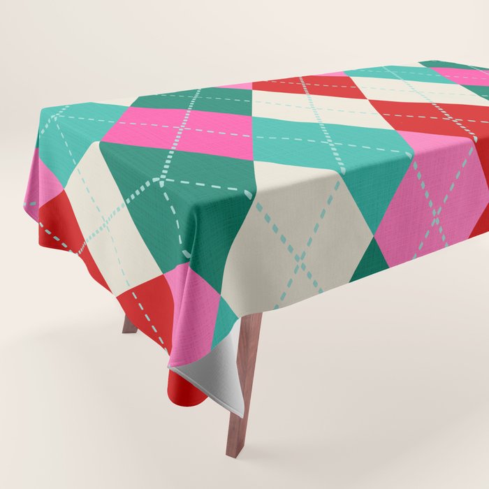 Retro Christmas Knitted Argyle Jumper 1. Tablecloth Gallery Image 1