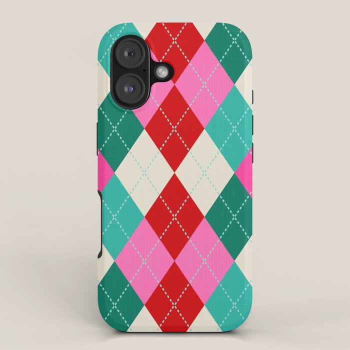 Retro Christmas Knitted Argyle Jumper 1. iPhone Case Gallery Image 1