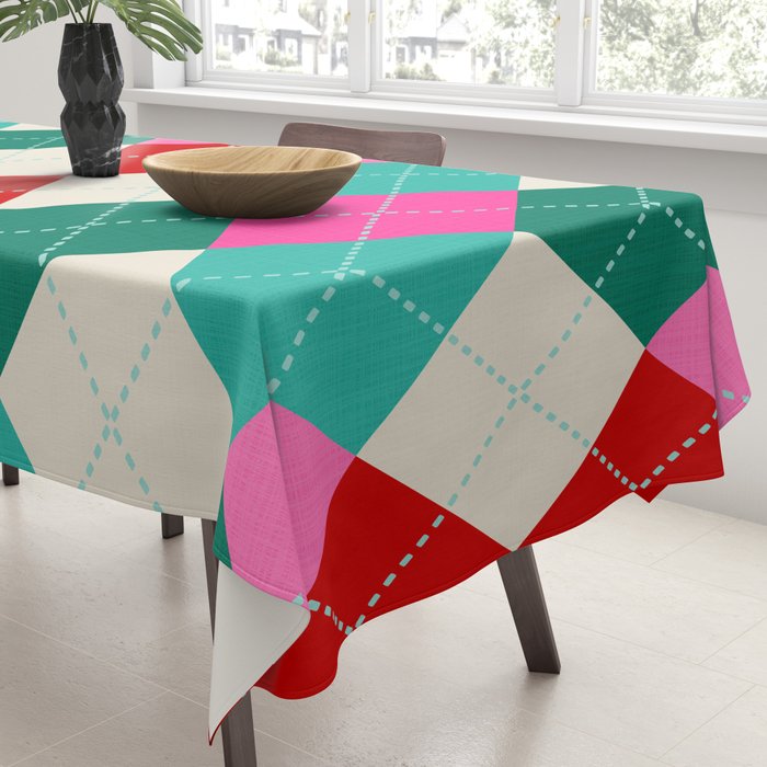 Retro Christmas Knitted Argyle Jumper 1. Tablecloth Gallery Image 3