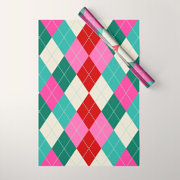 Retro Christmas Knitted Argyle Jumper 1. Wrapping Paper Gallery Image 1