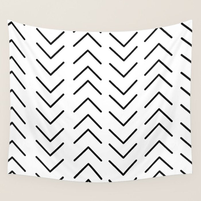 Mudcloth Black and White Wall Tapestry Gallery Image 4