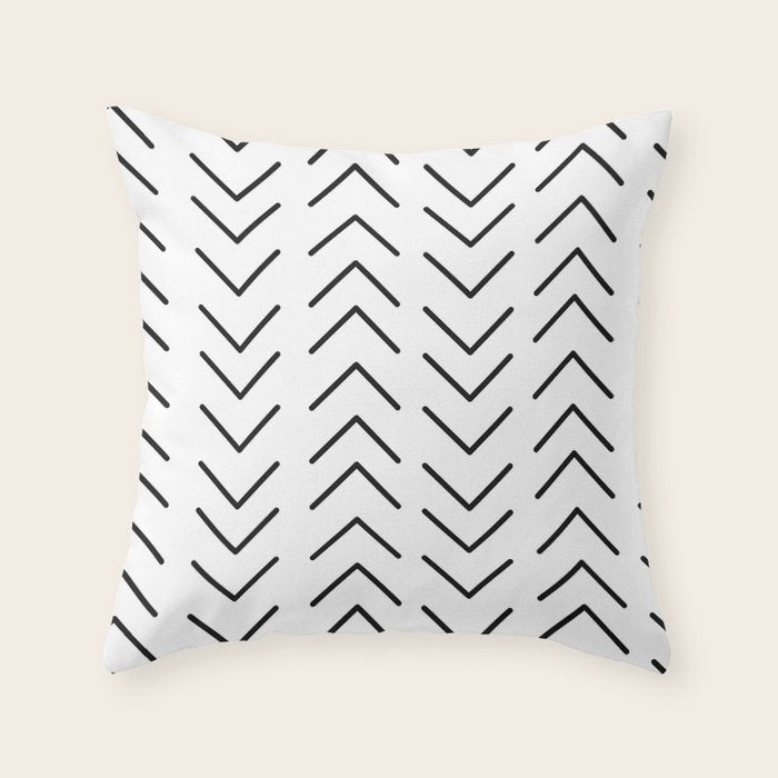 Mudcloth Black and White Throw Pillow Gallery Image 1