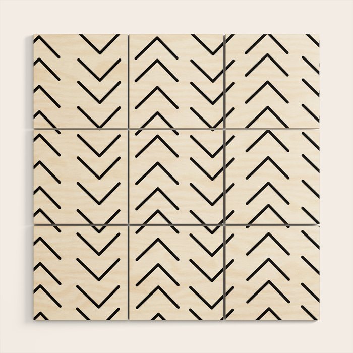 Mudcloth Black and White Wood Wall Art Gallery Image 1