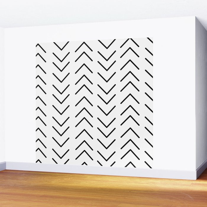 Mudcloth Black and White Wall Mural Gallery Image 2