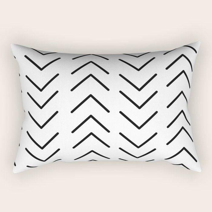 Mudcloth Black and White Rectangular Pillow Gallery Image 2
