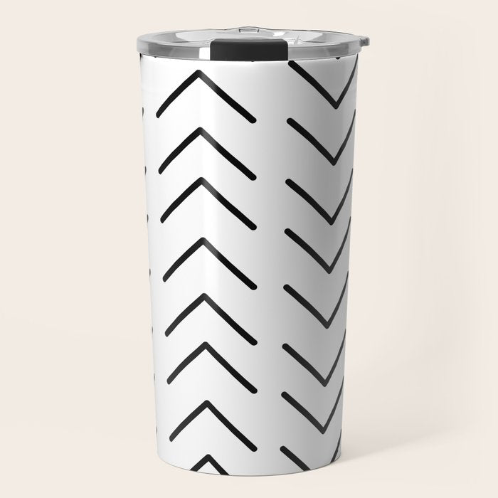 Mudcloth Black and White Travel Mug Gallery Image 1