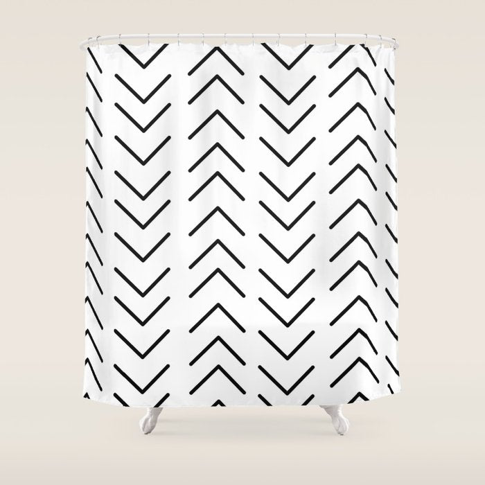 Mudcloth Black and White Shower Curtain Gallery Image 1