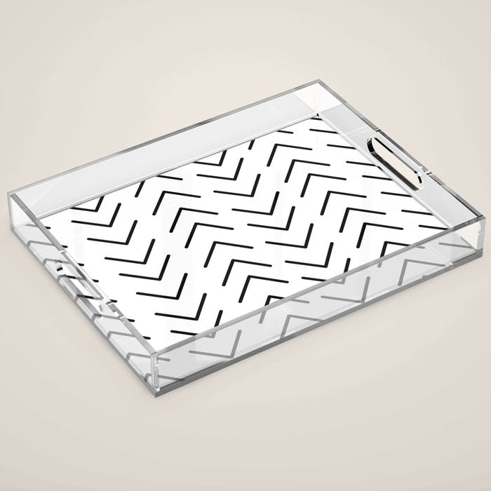 Mudcloth Black and White Acrylic Tray Gallery Image 1