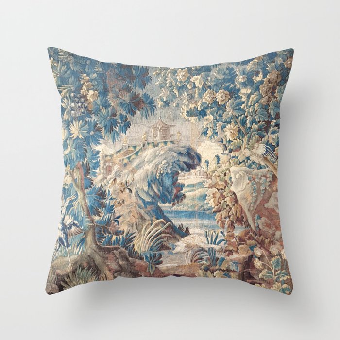 Antique 18th Century Chinoiserie Temple Aubusson Tapestry Throw Pillow Gallery Image 6