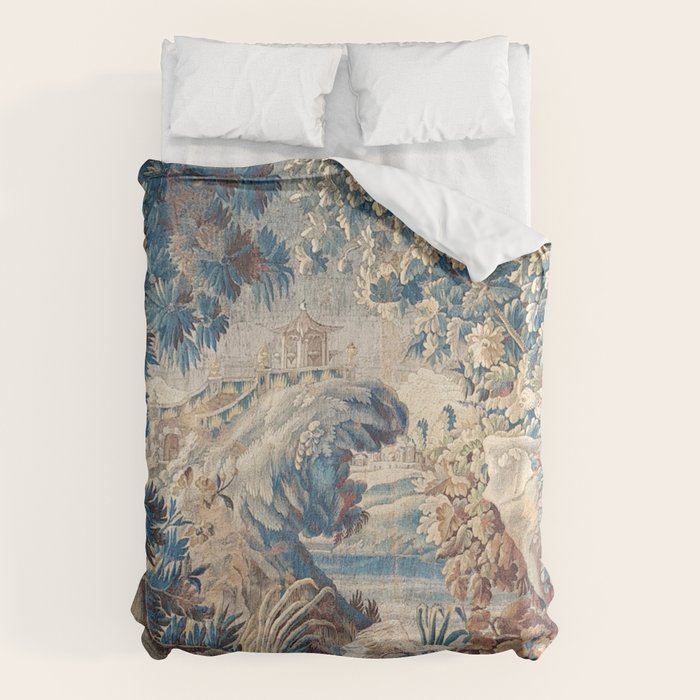 Antique 18th Century Chinoiserie Temple Aubusson Tapestry Duvet Cover Gallery Image 1